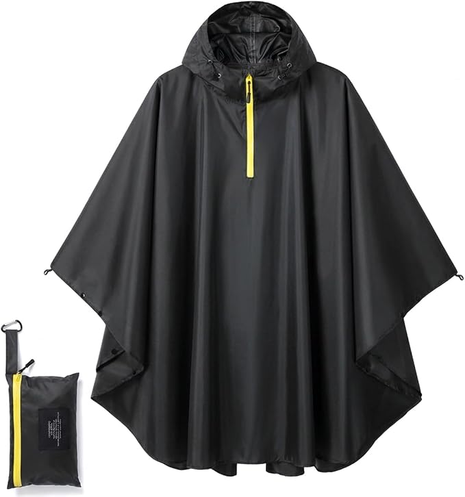 Waterproof Rain Poncho for Adults with Hood Portable Lightweight Rainwear for Outdoor
