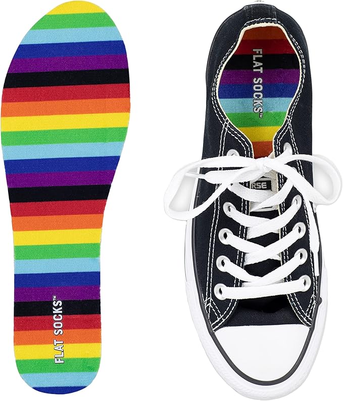 Flat Socks No Show Socks, Sockless Shoe Liner, No Slipping, No Stinking, Washable Barefoot Shoe Insert for Men and Women, Multi-Colored Patterns